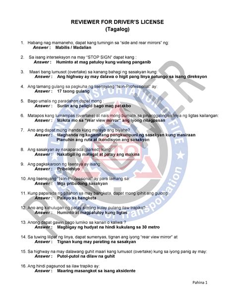 lto online exam tagalog 2024|100 Questions + Answers: LTO Exam Reviewer .
